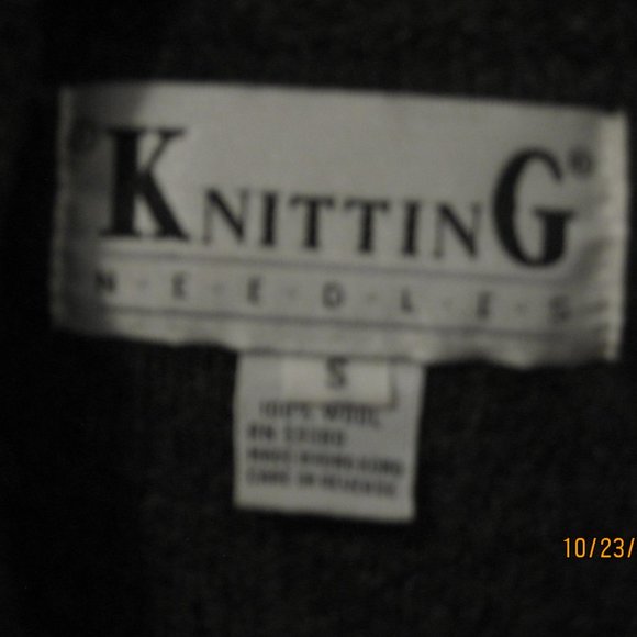 Knitting Needle-100% Grey Wool Sweater Jacket-S - Picture 4 of 4